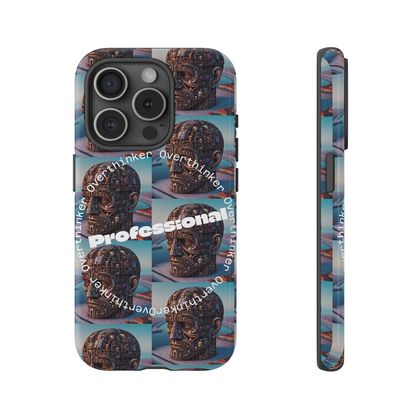 Professional Overthinker Phone Case, Cool Phone Cover, Tough Case for Gifts, Skull Design, Unique Phone Accessory, Fun Tech Gear