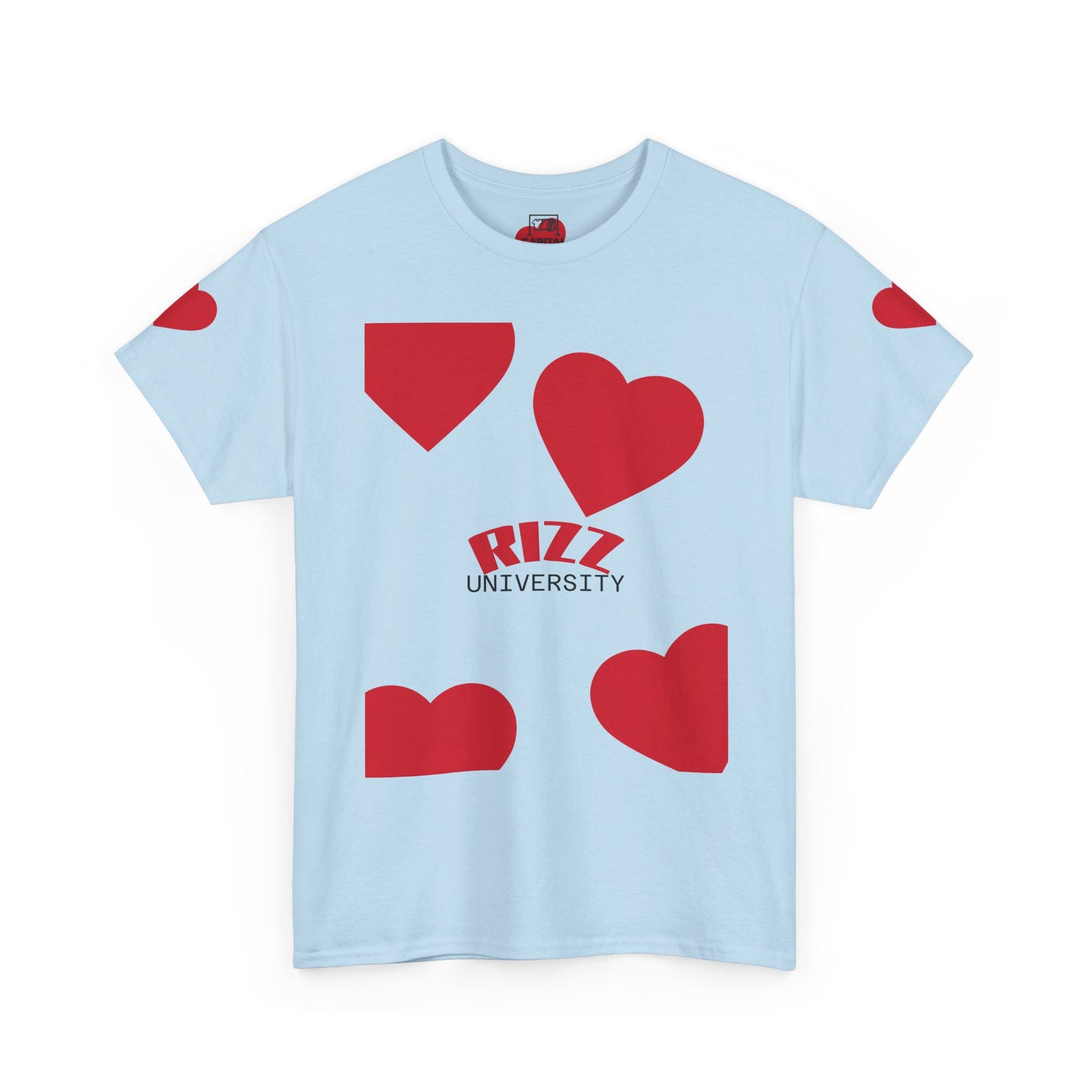 Unisex Heavy Cotton Tee with Heart Design - Rizz University Graphic Shirt, Casual Wear, Gifts for Students,