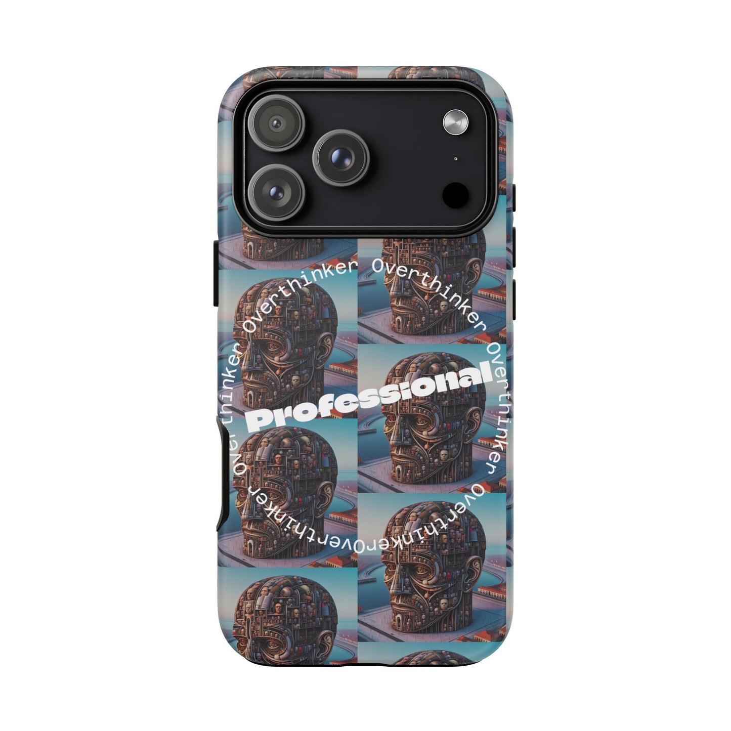 Professional Overthinker Phone Case, Cool Phone Cover, Tough Case for Gifts, Skull Design, Unique Phone Accessory, Fun Tech Gear