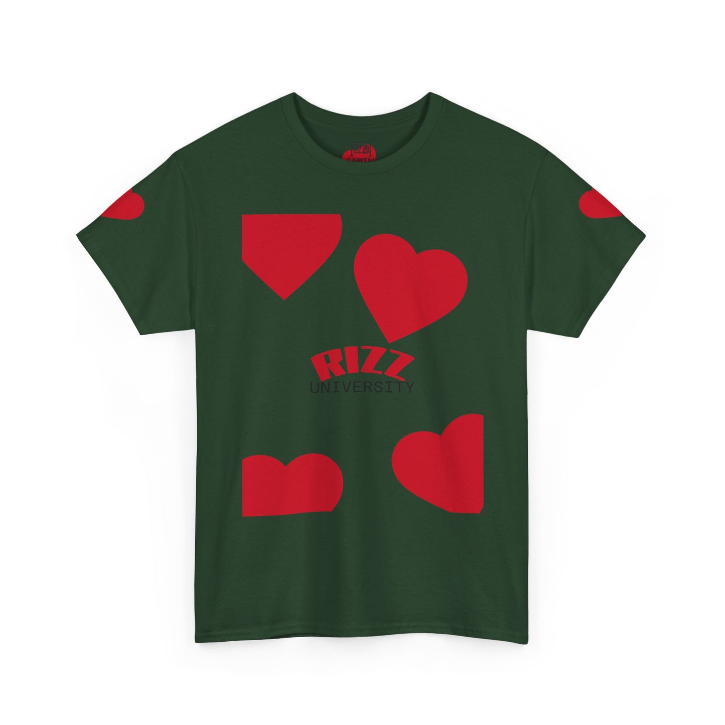 Unisex Heavy Cotton Tee with Heart Design - Rizz University Graphic Shirt, Casual Wear, Gifts for Students,
