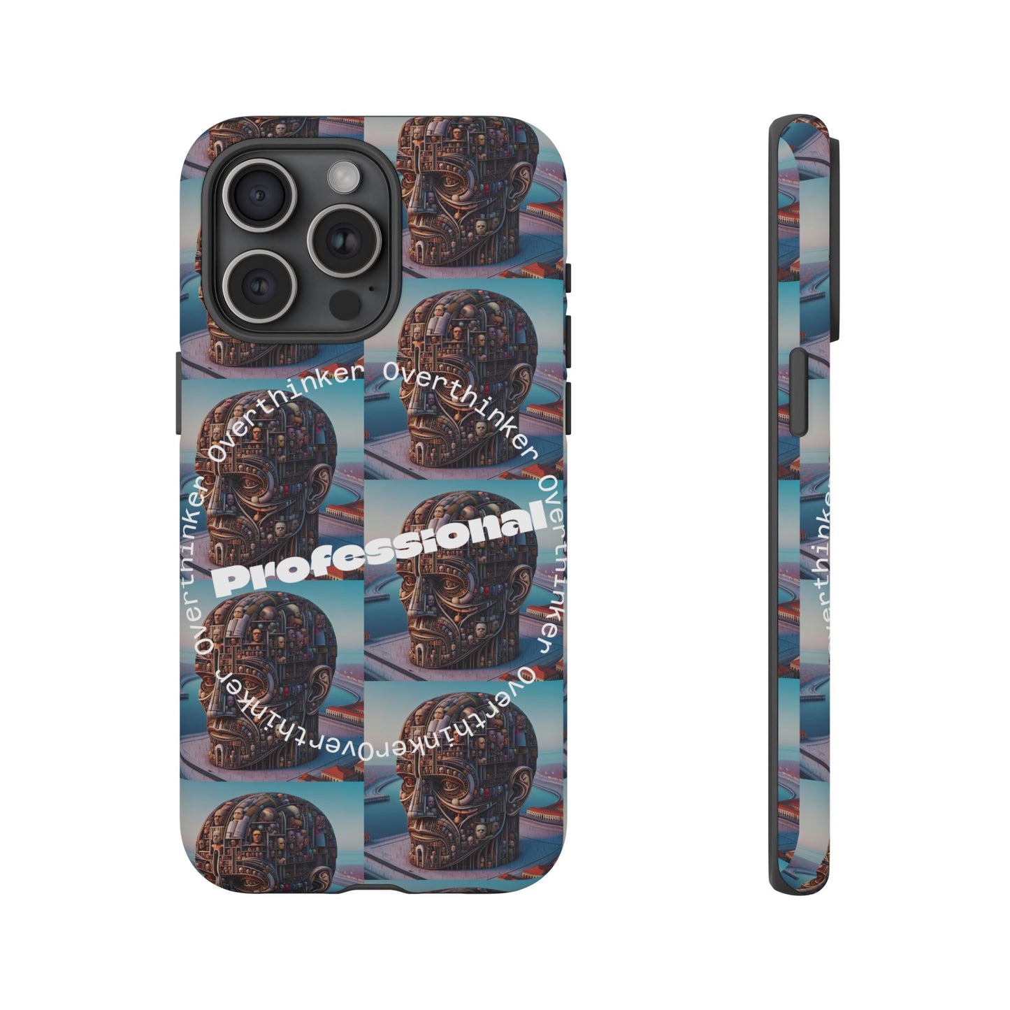 Professional Overthinker Phone Case, Cool Phone Cover, Tough Case for Gifts, Skull Design, Unique Phone Accessory, Fun Tech Gear