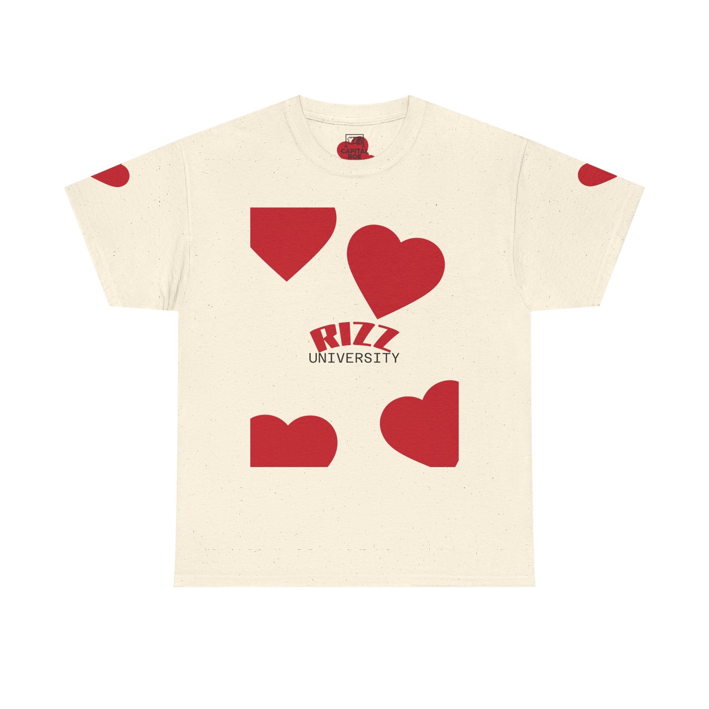 Unisex Heavy Cotton Tee with Heart Design - Rizz University Graphic Shirt, Casual Wear, Gifts for Students,