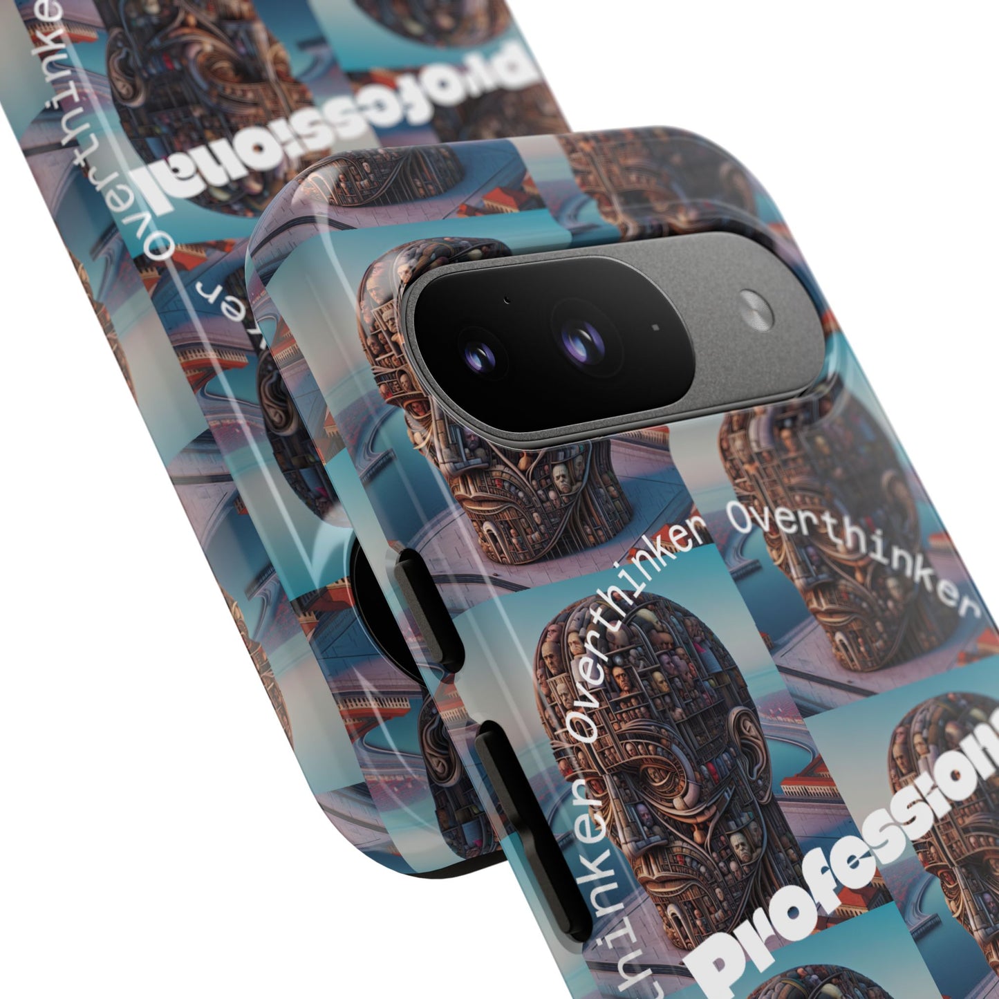 Professional Overthinker Phone Case, Cool Phone Cover, Tough Case for Gifts, Skull Design, Unique Phone Accessory, Fun Tech Gear