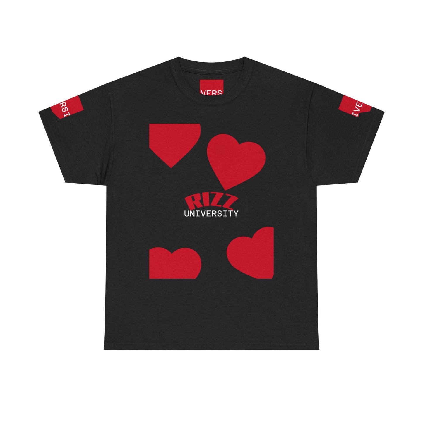 Unisex Heavy Cotton Tee with Heart Design - Rizz University Graphic Shirt, Casual Wear, Gifts for Students,