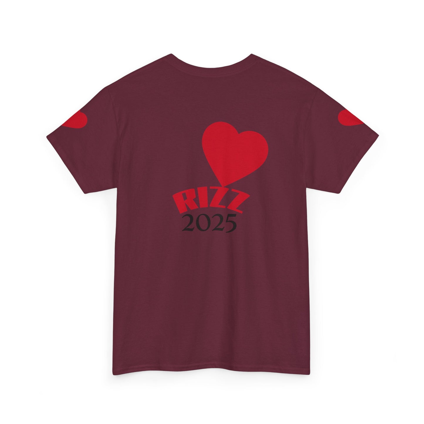 Unisex Heavy Cotton Tee with Heart Design - Rizz University Graphic Shirt, Casual Wear, Gifts for Students,