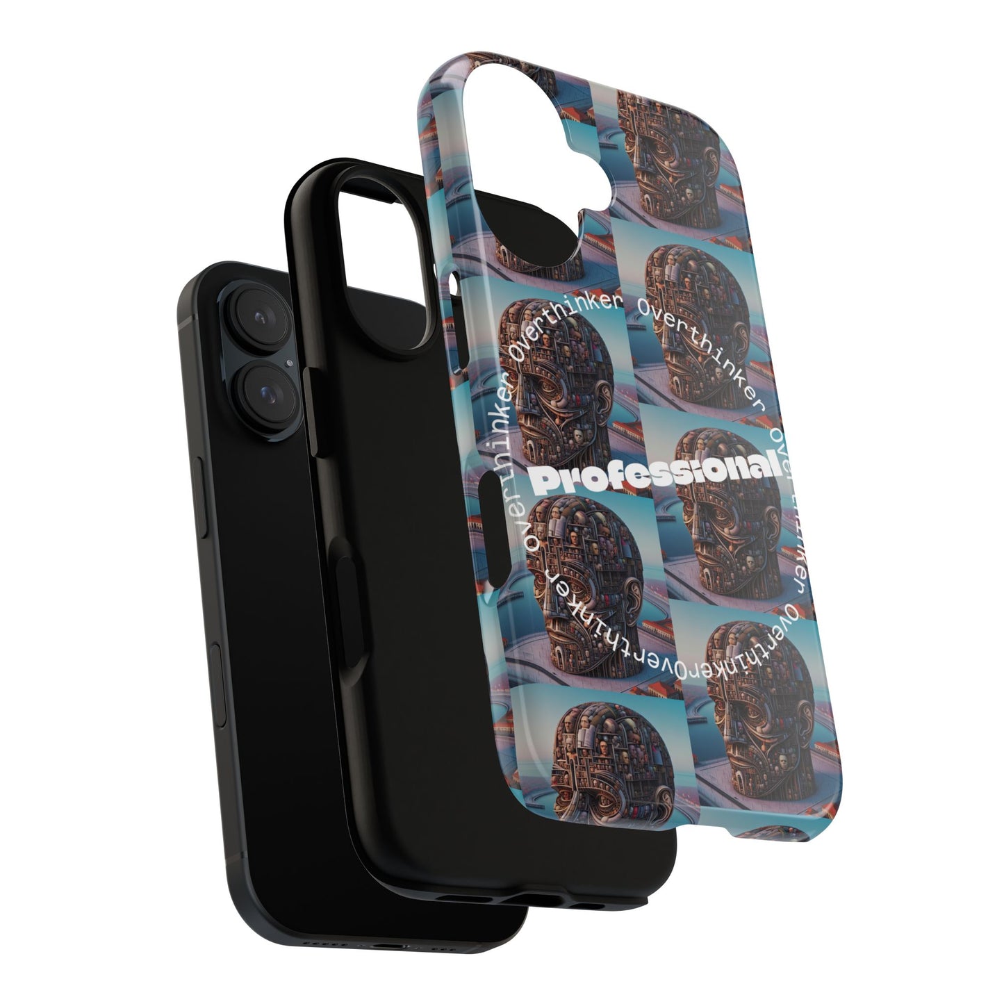 Professional Overthinker Phone Case, Cool Phone Cover, Tough Case for Gifts, Skull Design, Unique Phone Accessory, Fun Tech Gear