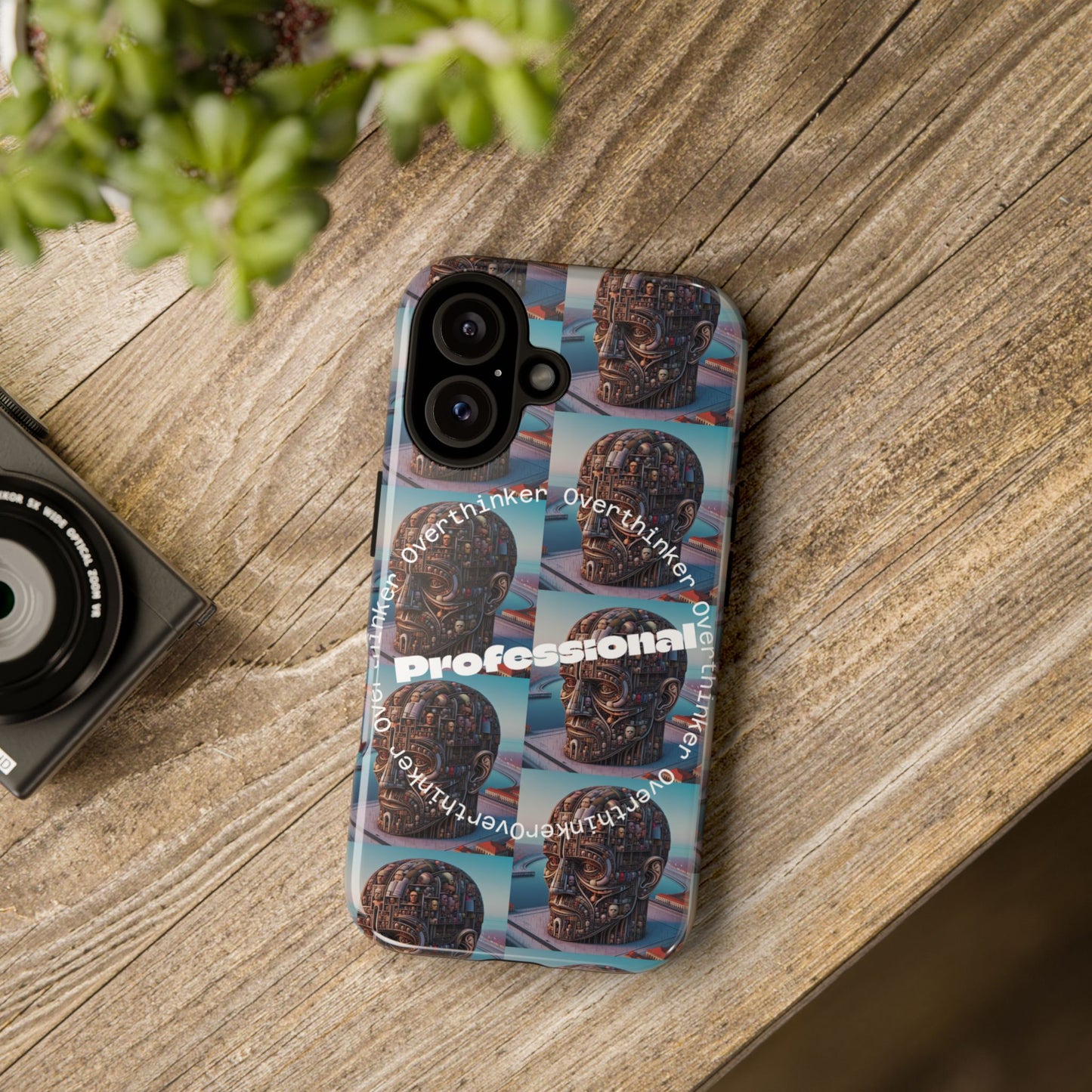 Professional Overthinker Phone Case, Cool Phone Cover, Tough Case for Gifts, Skull Design, Unique Phone Accessory, Fun Tech Gear